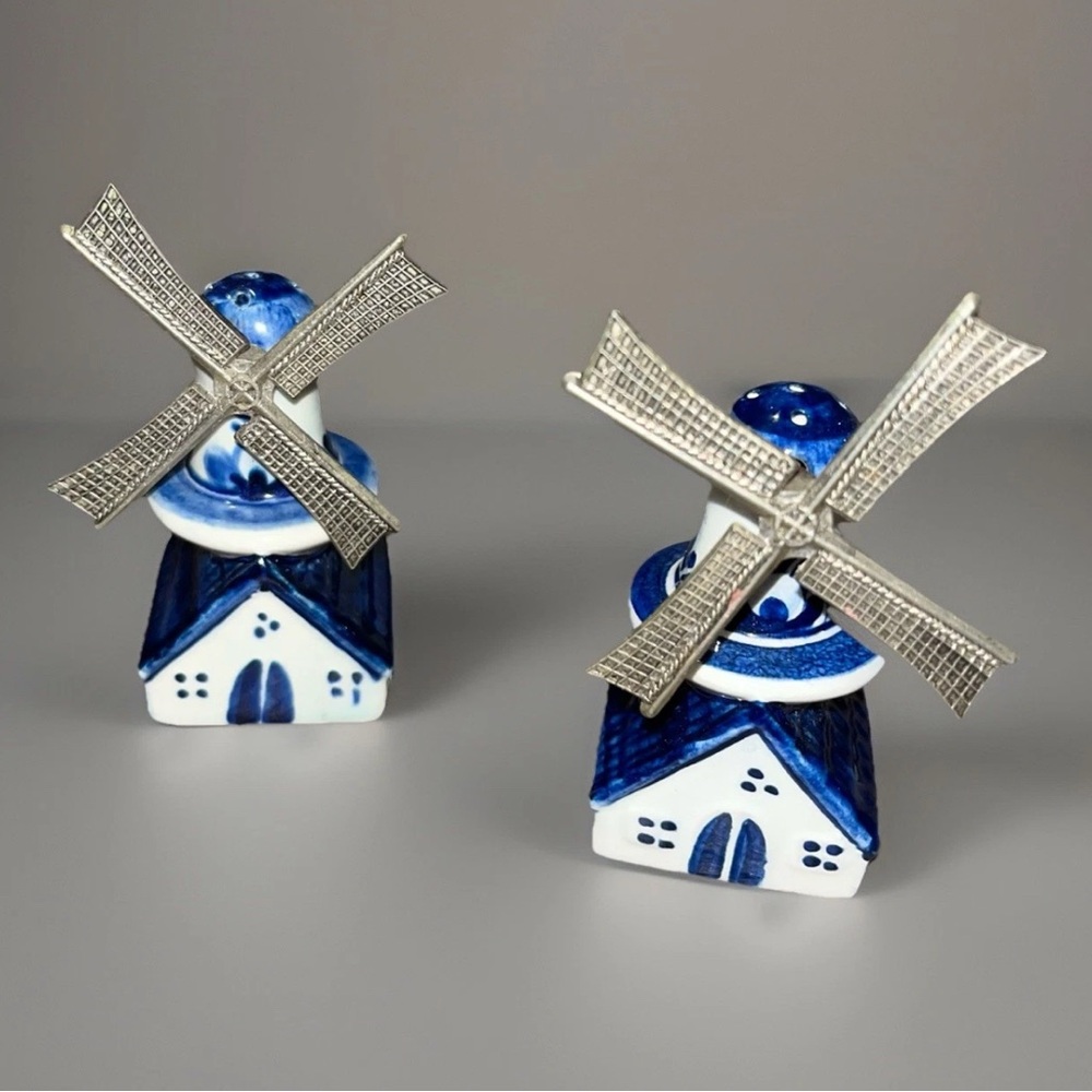 Delft Blue Windmill Salt and Pepper Shakers